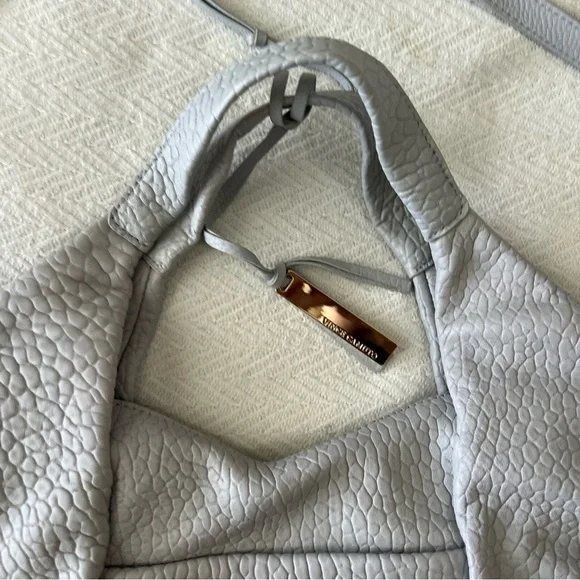 Vince Camuto Convertible Pale Mist Gray Leather Pleated Tote Steph - Picture 3 of 12